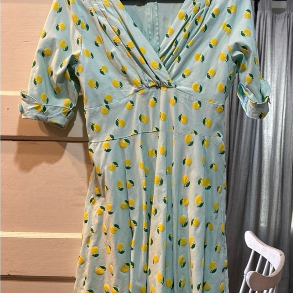 Lemon Print Wrap Dress